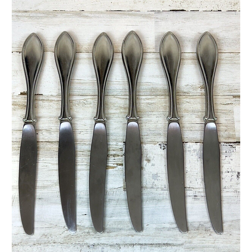 Oneida Arbor American Harmony 6 Hollow Handle Dinner Knives, 9.5" Stainless EUC